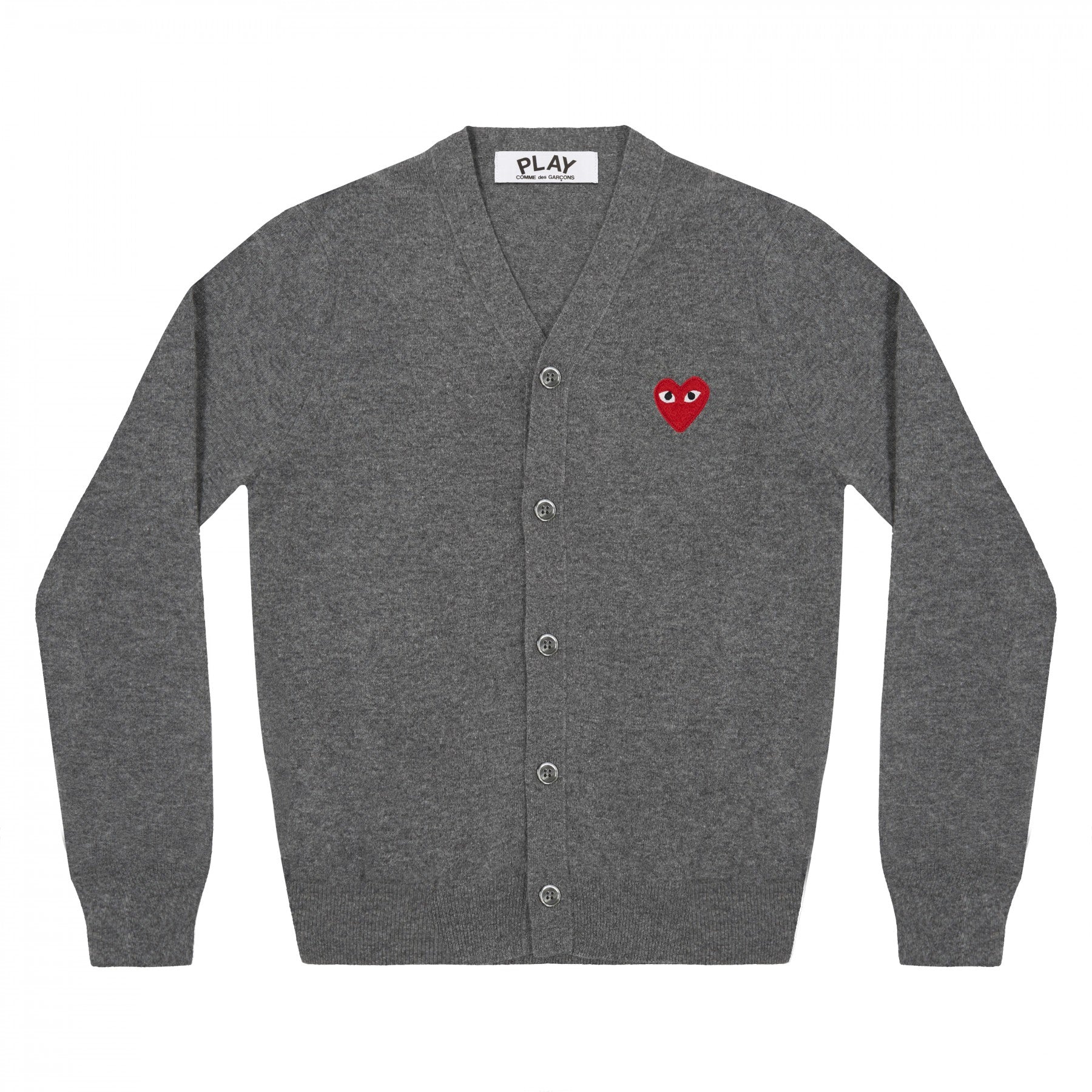 PLAY V-Neck Cardigan Red Emblem Grey – COMME des GARÇONS Melbourne