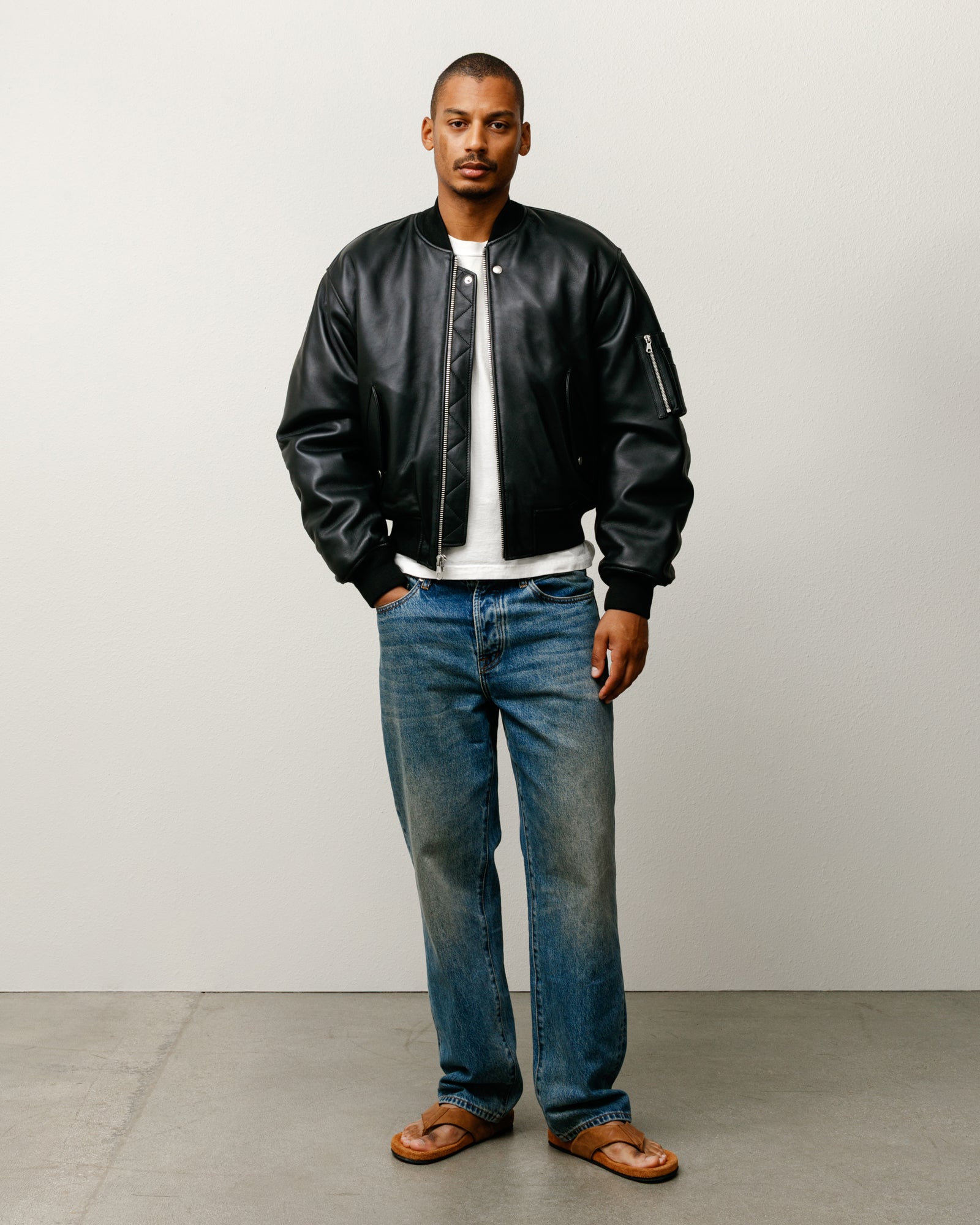 Leather Built Bomber – Black | Outerwear | Stüssy Japan