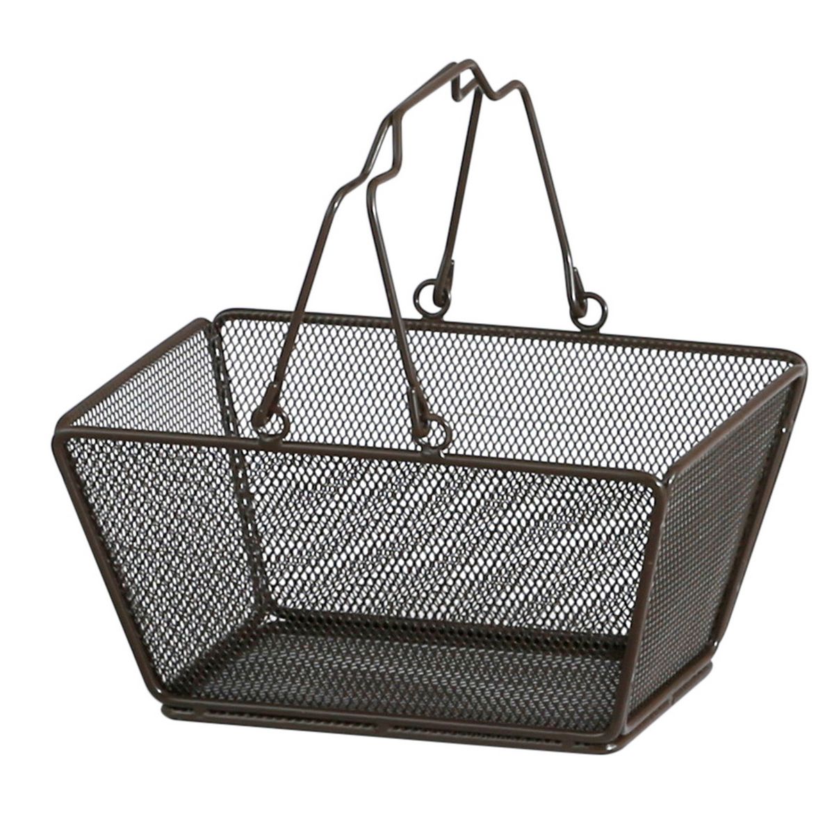 メッシュハンドルバスケット（ブラウン）
