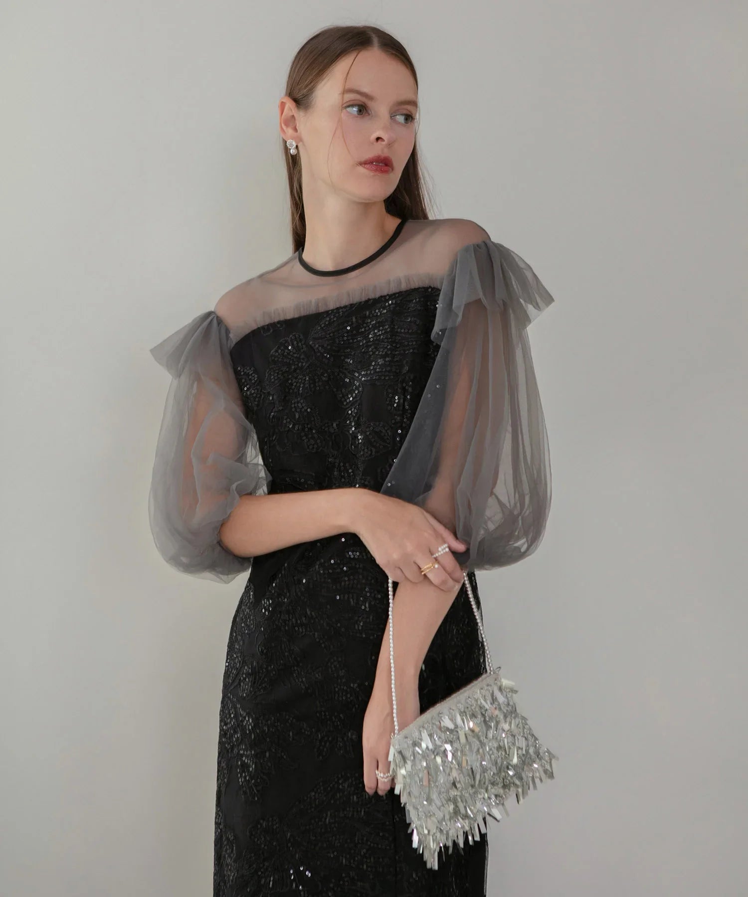 当日発送】フラワースパンコールシアーフリルスリーブIライン