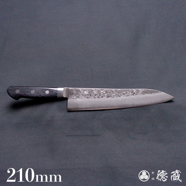 銀三 梨地仕上 牛刀包丁 黒ハンドル – 徳蔵刃物 TOKUZO KNIVES