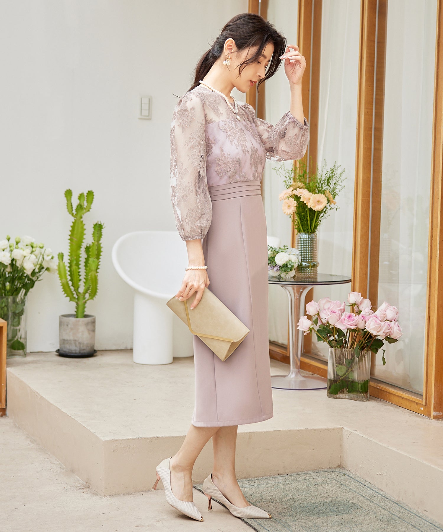 パーティードレス レディース ドレス ワンピース 結婚式 レース 花柄