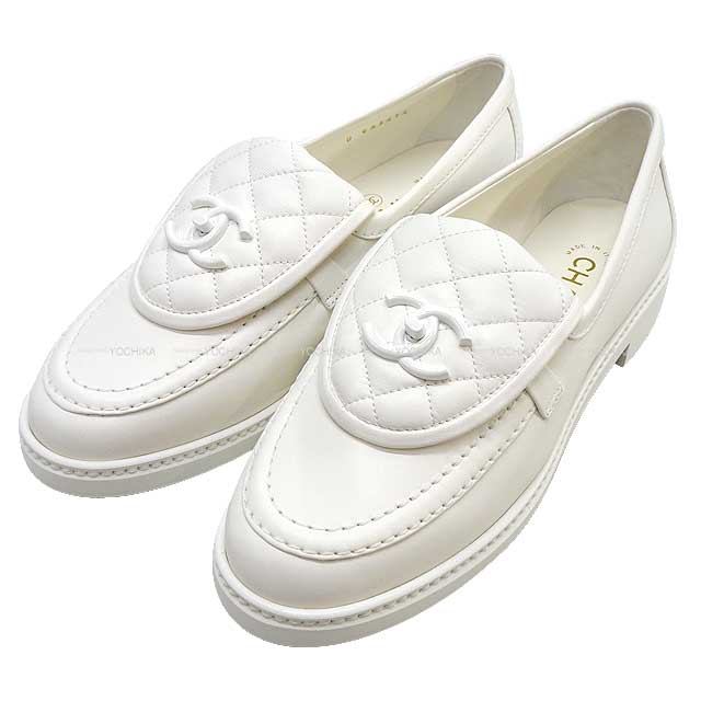 2024 Cruise NEW CHANEL loafers Matelasse COCO Mark Blanc (White