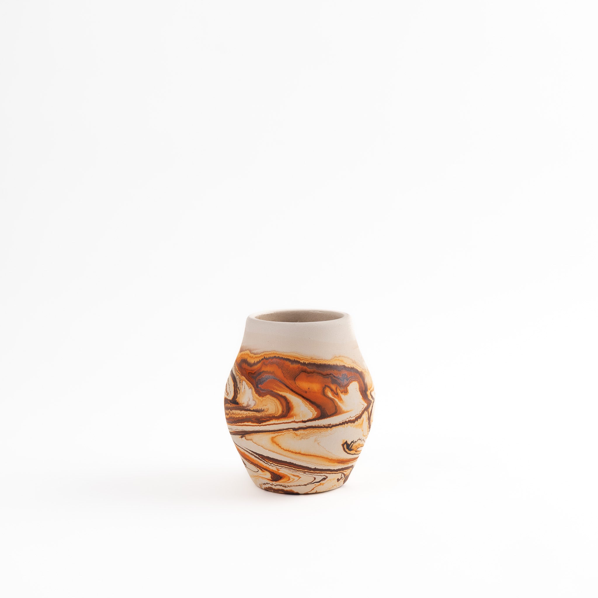 Vintage Nemadji Pottery Vase Set of 3 - Mid-Century Swirl Design