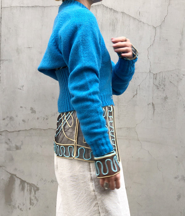 FUMIKA_UCHIDA/7G Shetland/SEPARATE-SLEEVE CARDIGAN(GUM)