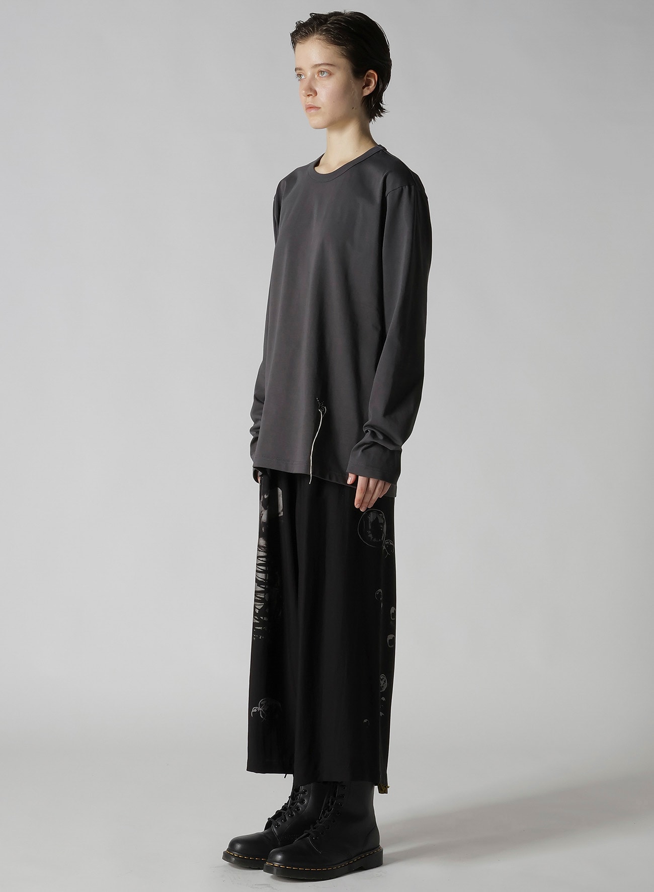 HARD TWISTED JERSEY Y'S STITCH LONG SLEEVE BIG T(L Grey): Y's｜THE