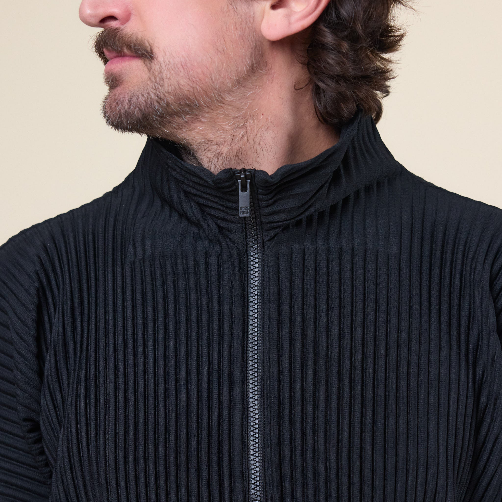 Homme Plissé Issey Miyake - Pleated Half Zip Top - Black | T.T.O.O