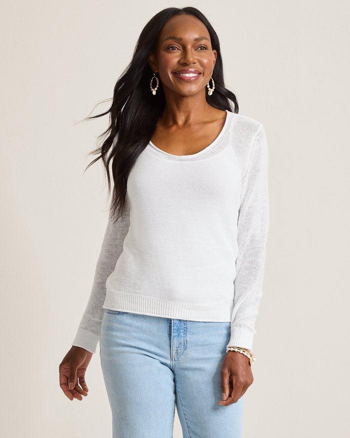 Cedar Linen Long-Sleeve V-Neck Sweater