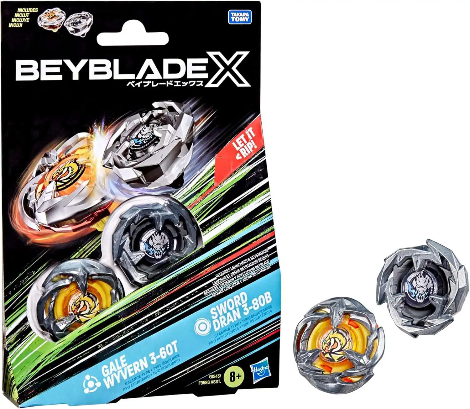 Beyblade X Gale Wyvern 3-60T vs Sword Dran 3-80B Dual Pack Set