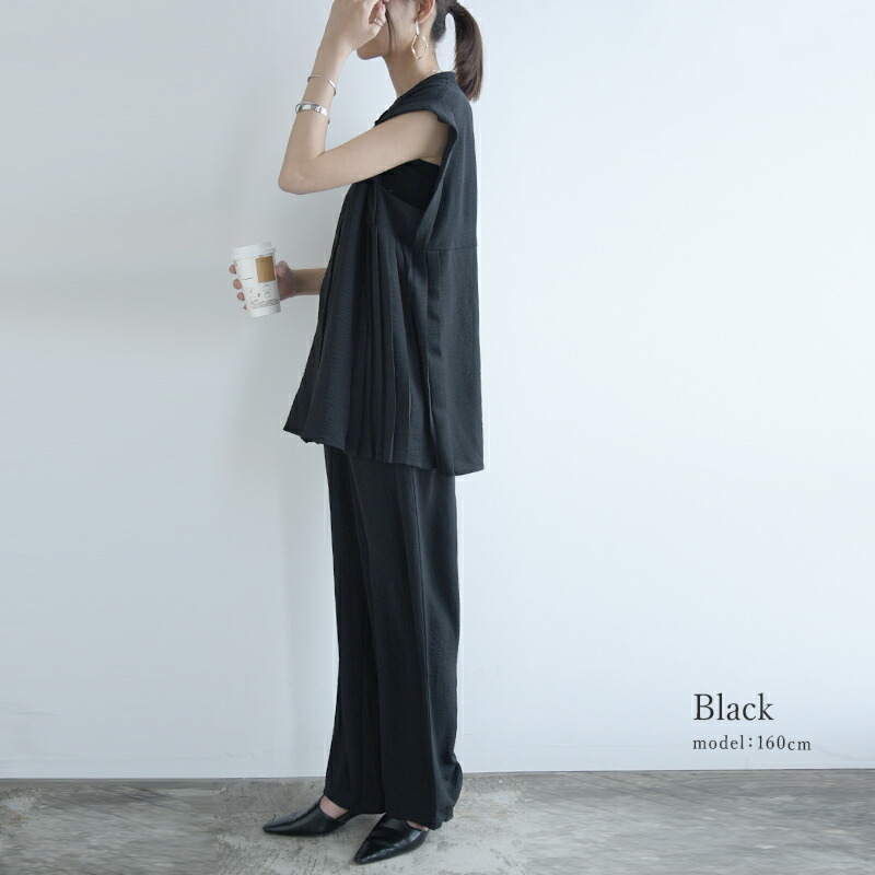 楽天市場】セットアップ レディース 春夏 サイドプリーツブラウス