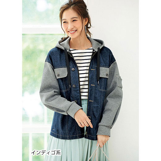 楽天市場】ジャケット デニム素材切替2WAYジャケット(M〜5L