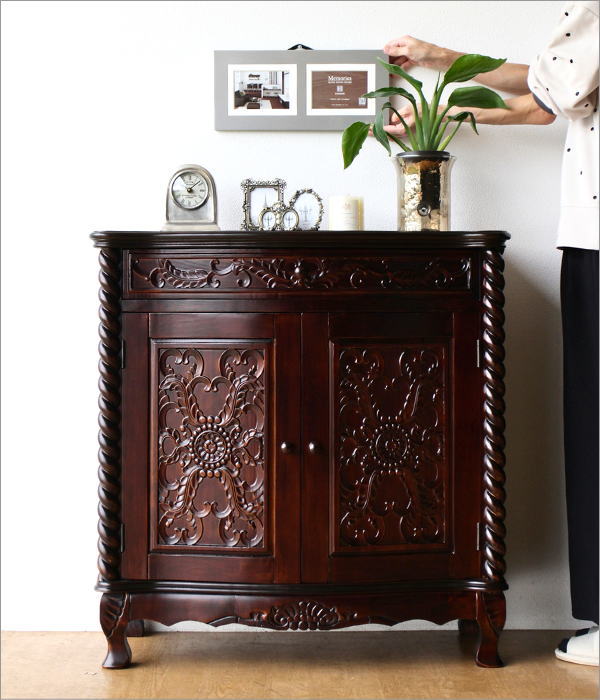 楽天市場】アンティーク風キャビネット 木製 猫脚 収納家具 サイド