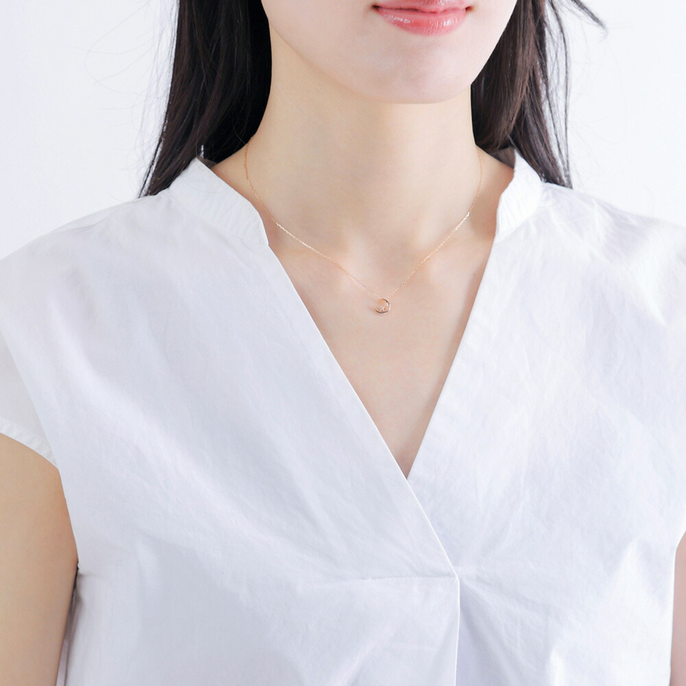 楽天市場】月 星 モチーフ ダイヤモンド ネックレス 三日月 18金