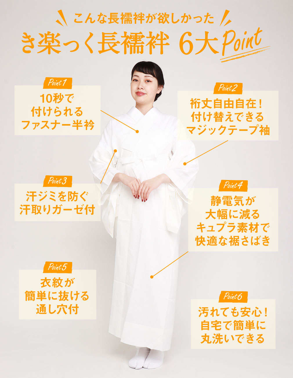 楽天市場】長襦袢 洗える 衿秀 き楽っく きらっく 肌襦袢 じゅばん