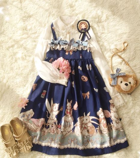 楽天市場】【一部即納】ブルー L即納 ジャンパースカート うさぎ