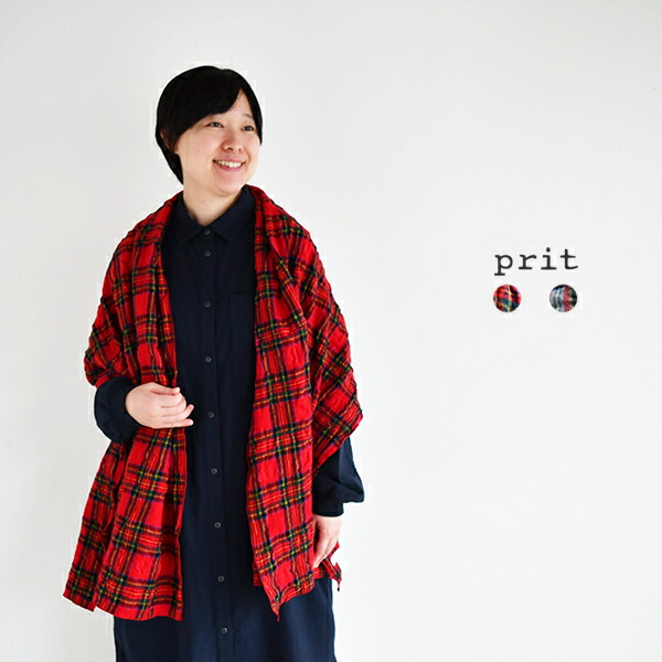楽天市場】【SALE 25%OFF】prit ウールコットンチェックストール : ラ