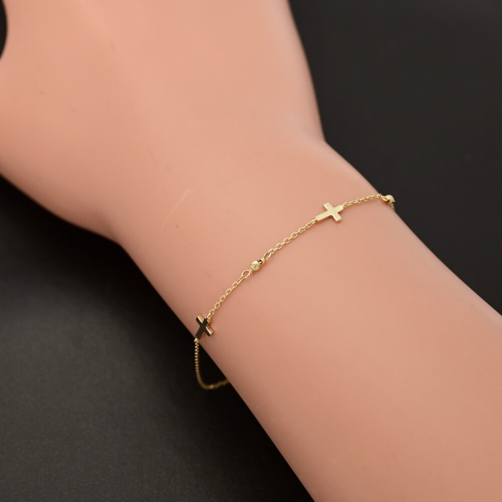 楽天市場】agete アガット クロスモチーフ ブレスレット/K10YG/416-0.8