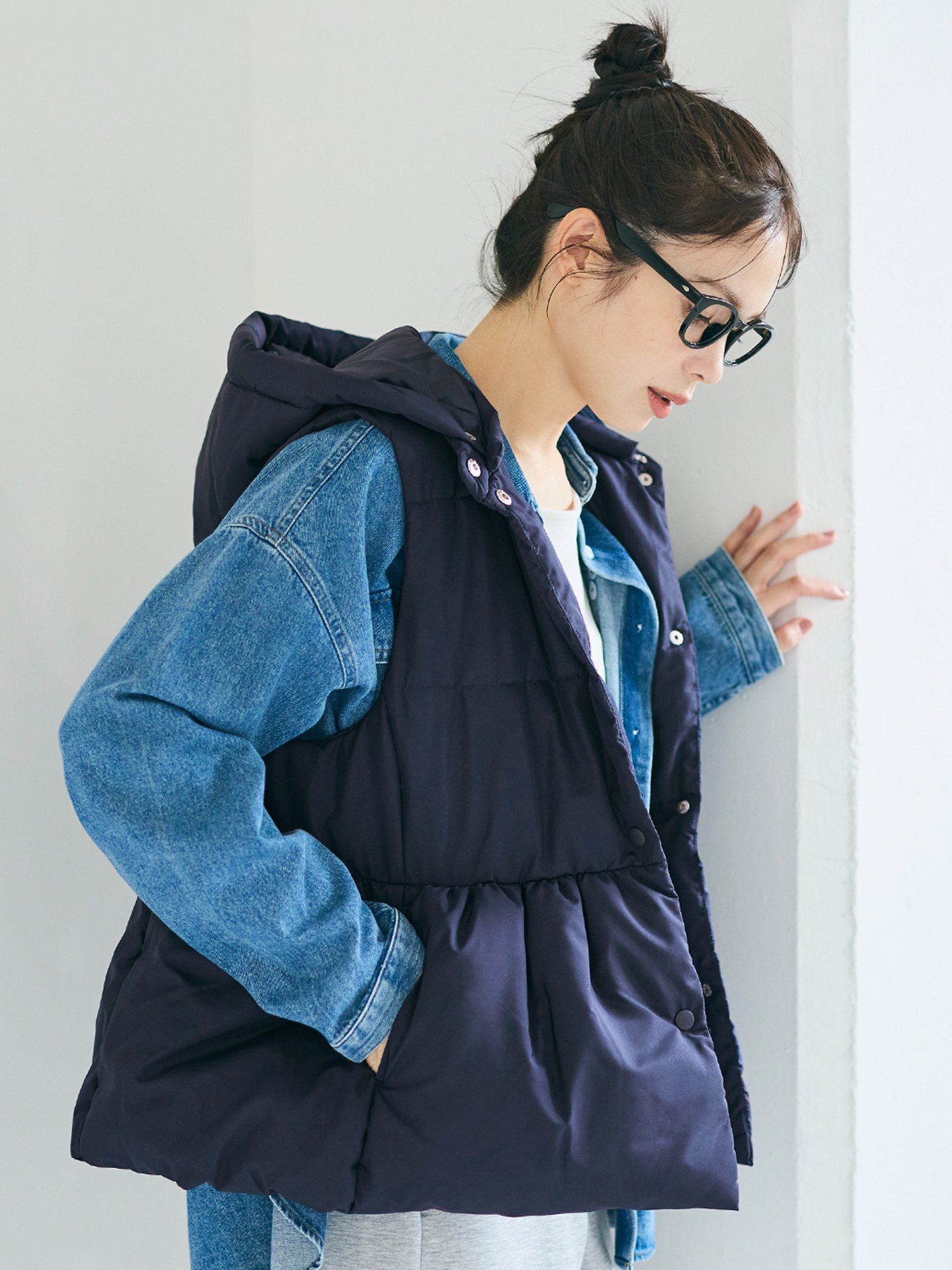 coca｜フード付きペプラム中綿ベスト | Rakuten Fashion(楽天