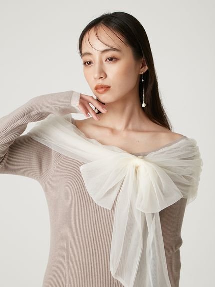 FRAY I.D｜3wayリボンオフショルニットワンピース | Rakuten Fashion