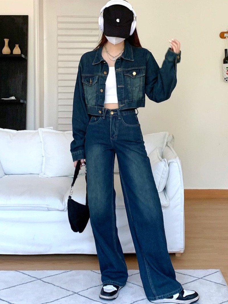 DIAVEL｜【セットアップ】ショートデニムジャケット*デニムパンツ 2点