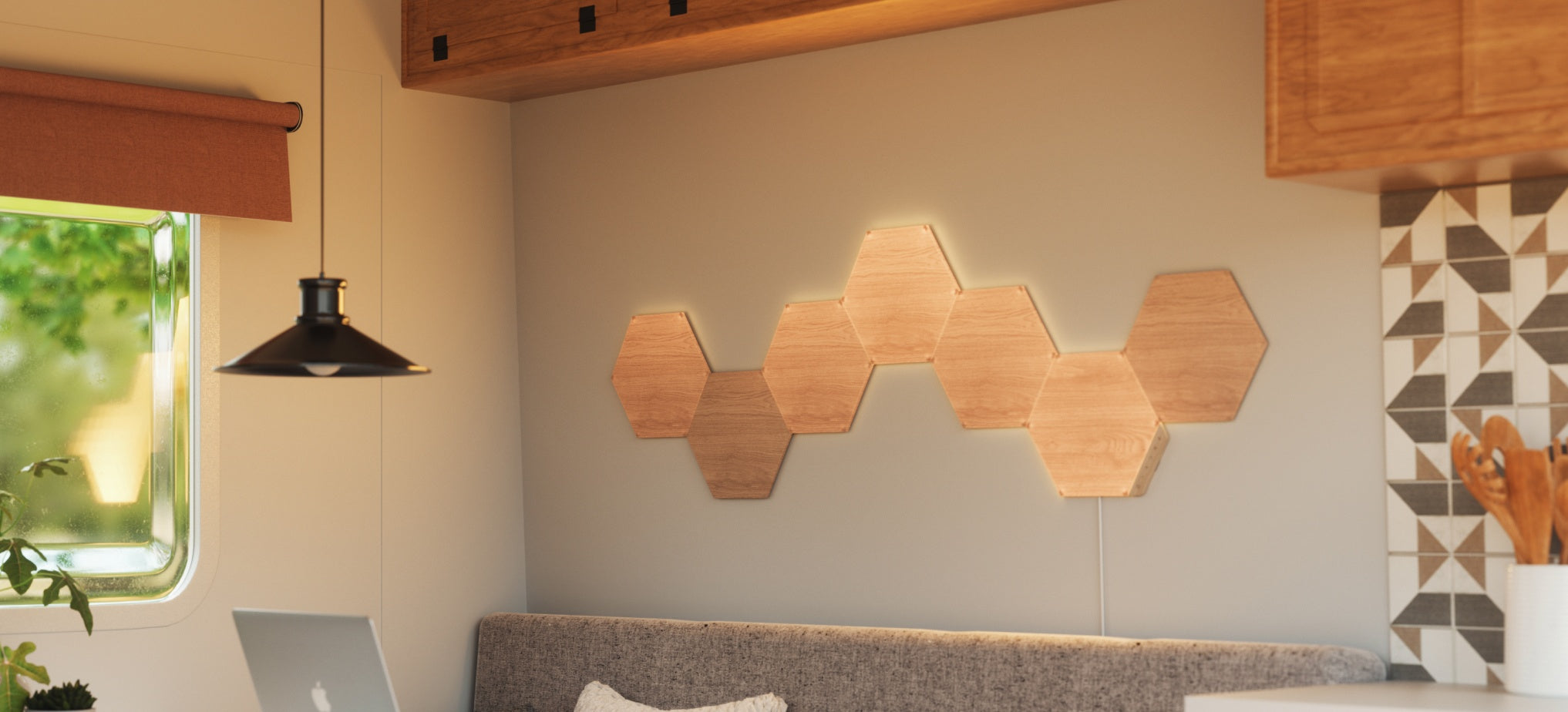 Nanoleaf Elements (Wood Panels) | Smart LED Light Panel Kit (7