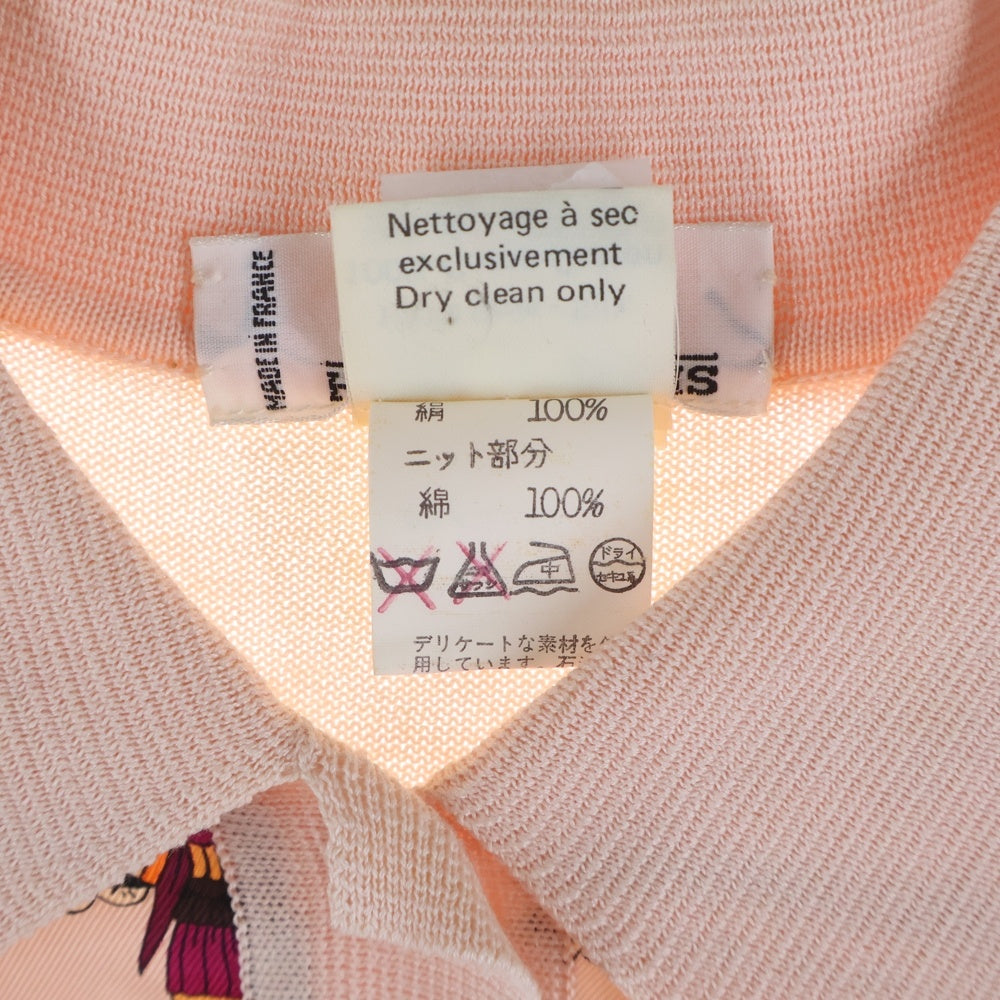 HERMES(エルメス) シルク切替 ニットポロシャツ ピンク レディース