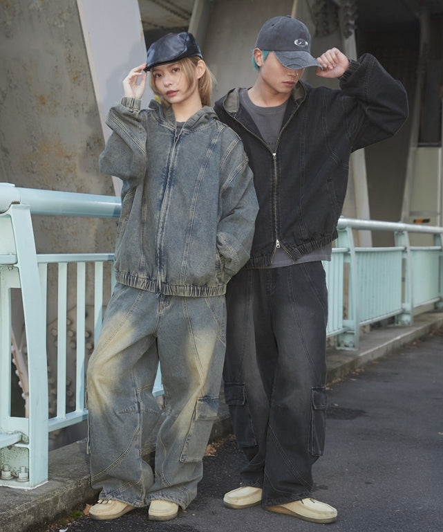 スウィッチングデニムフードブルゾン【一部店舗限定】｜WEGO（ウィゴー