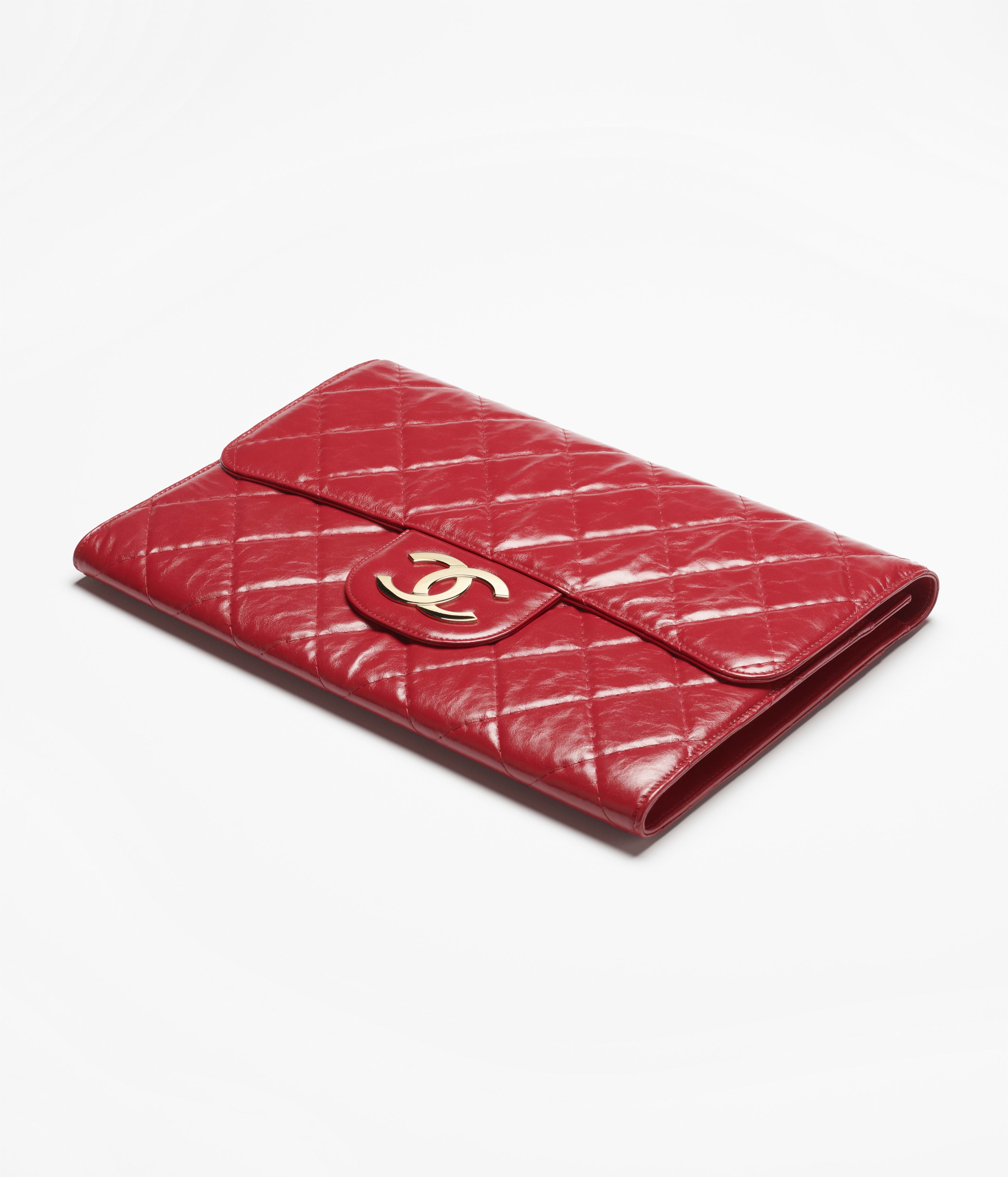 ラージ クラッチ バッグ - シャイニー クランプル カーフスキン