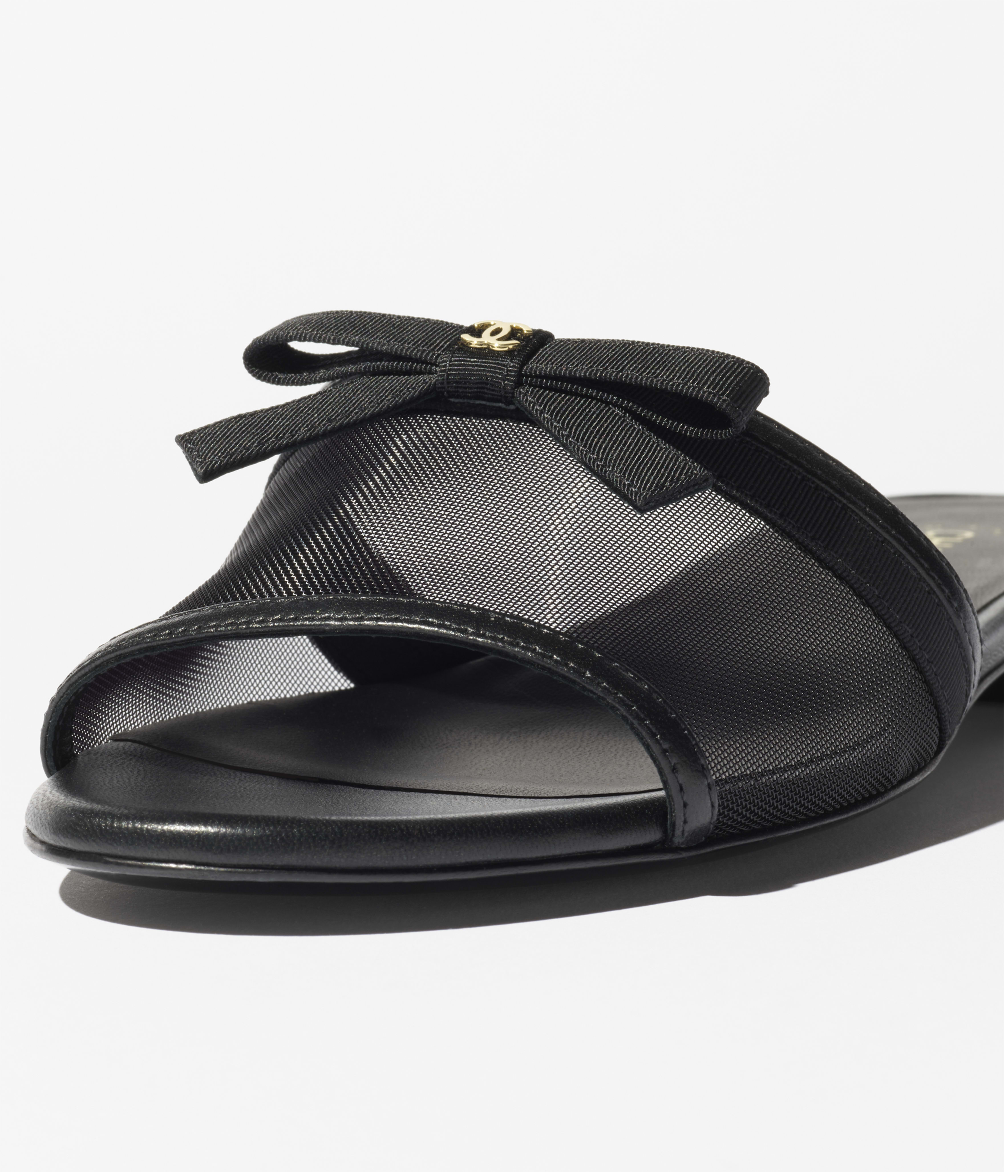 ミュール - メッシュ、ブラック — ファッション | CHANEL シャネル