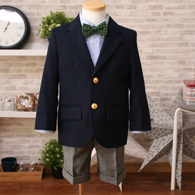 ラルフローレン 紺ブレザーに蝶ネクタイ(緑)のスーツ 100 / ブランド