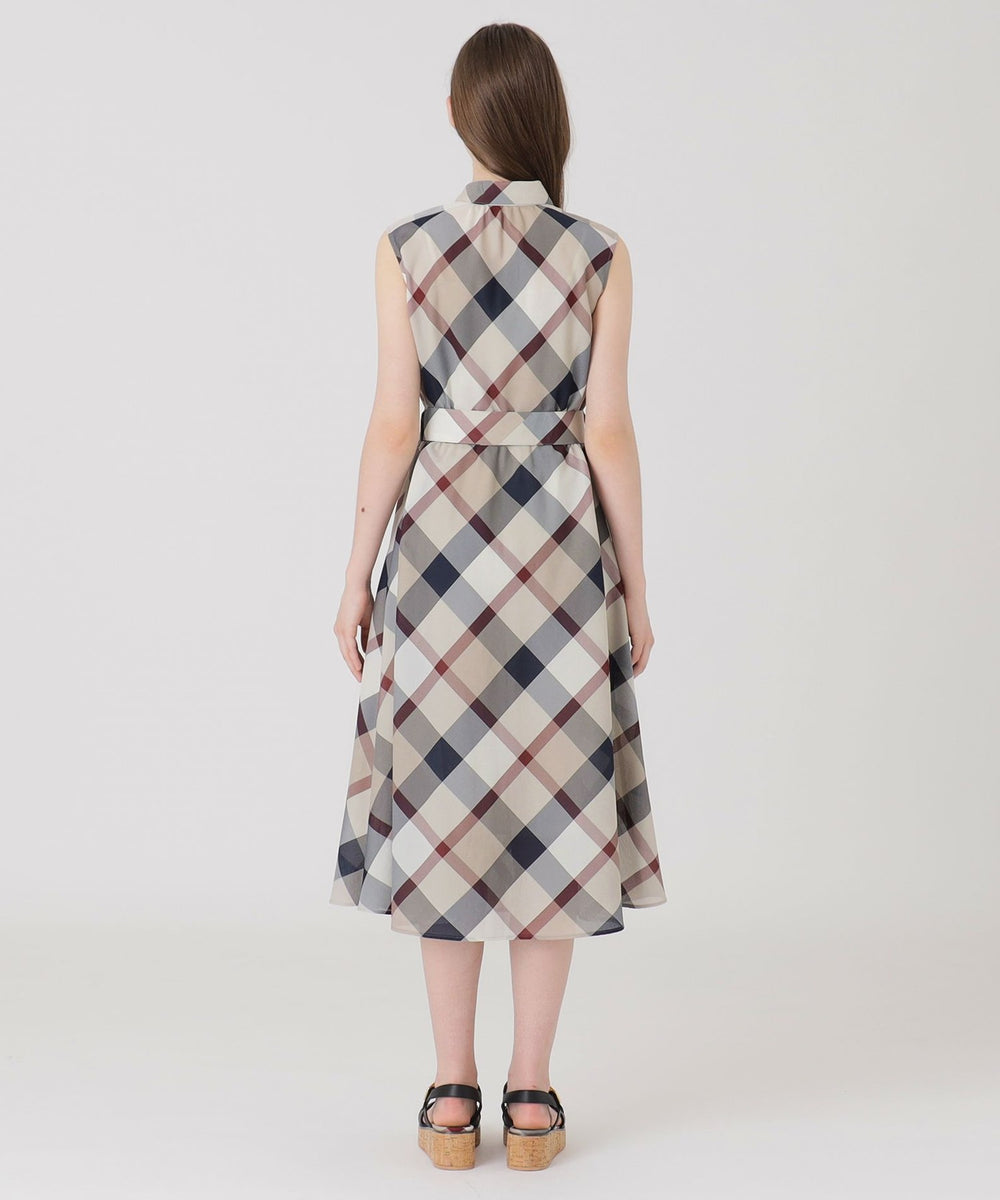 クレストブリッジチェックカラミクロスシャツドレス（ドレス）｜BLUE