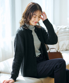 レディース ウールブレンド ケーブル ニットカーディガン【手洗いOK