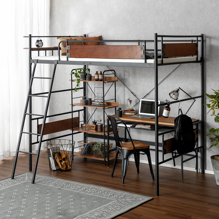 ヴィンテージデザインロフトベッド NORMAN〔ノーマン〕 セミダブル