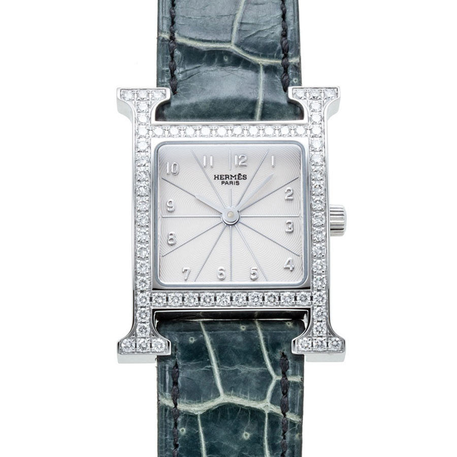 エルメス Hウォッチ Ref.HH1.230 ステンレス ダイヤベゼル アイボリー