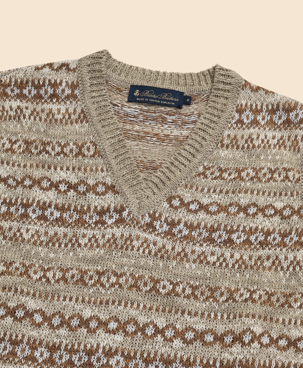 コットン／リネン フェアアイル Vネックベスト Made in U.K | Brooks