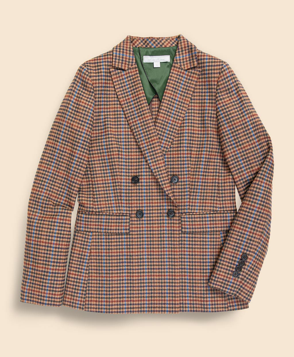 ウールブレンド ガンクラブチェック ダブル4ボタン ピークトラペル