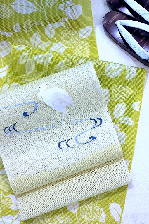 竺仙/絹紅梅・夏着物地