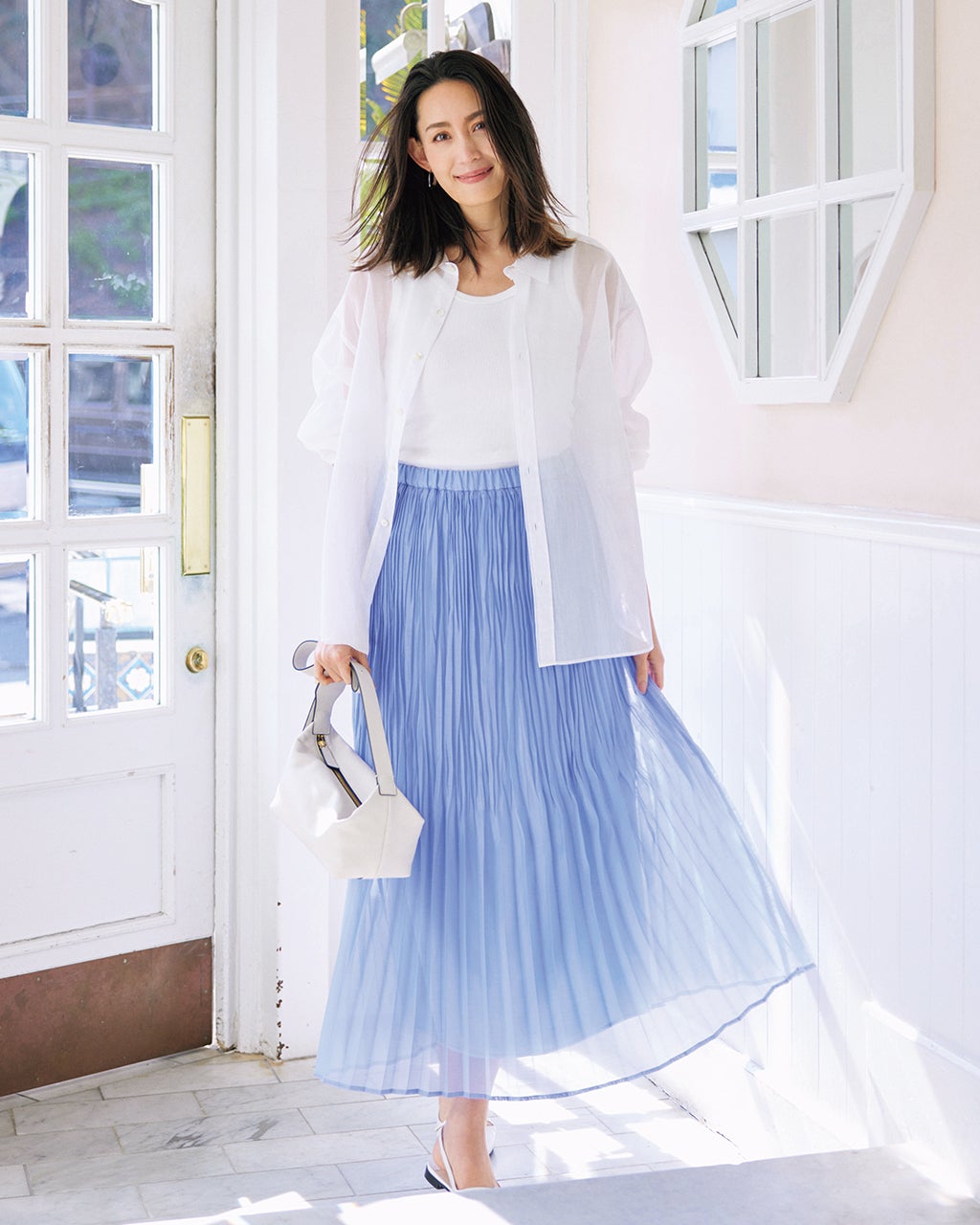 レディース プリーツスカート（ブルー）一覧/40代50代からの