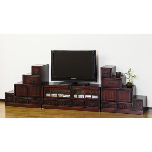 民芸調 階段箪笥 右下がり kuro1016by_64736 kuroshio 扉付 W670×D345