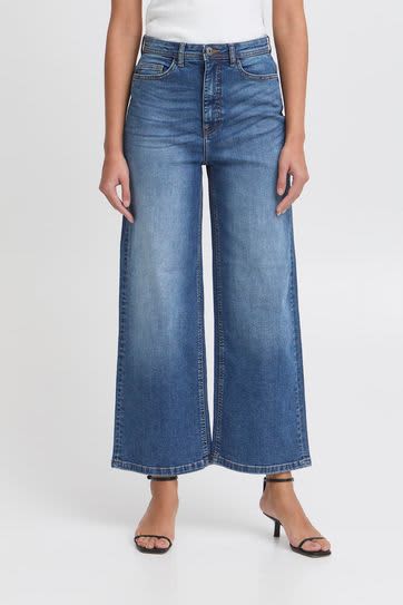 Twiggy Cropped Wide Jean Medium Blue - Divine