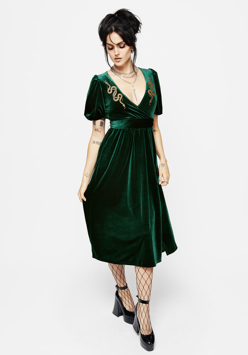 Zarina Velour Applique Midi Wrap Dress | Disturbia - Shop Women's