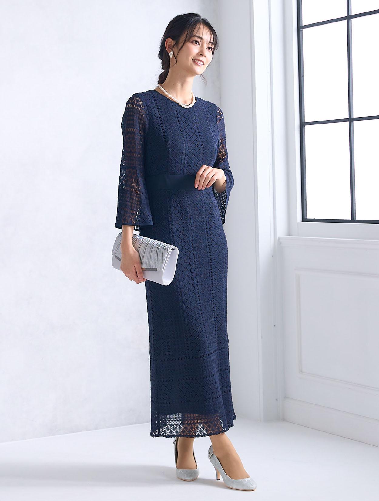 M/L】レース7分袖タイトドレス（ネイビー）DPSET0443のレンタルページ