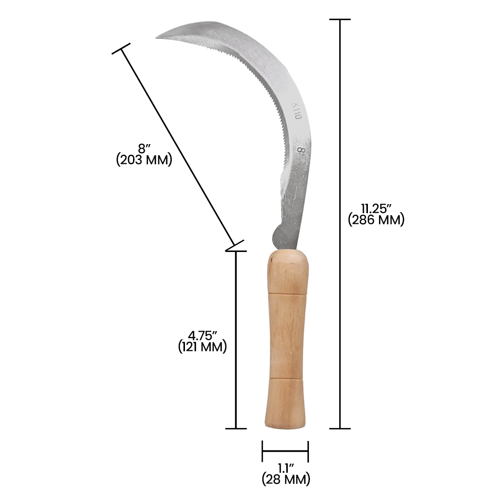 Zenport Scythe K110 8-Inch Harvest, Landscape Scythe, Serrated