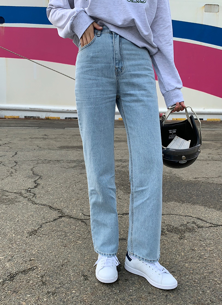 ストレートライトブルーデニムパンツ | レディースファッション通販