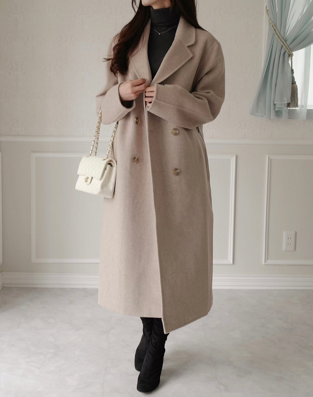 ウール混ハンドメイドロングコート | レディースファッション通販 - DHOLIC