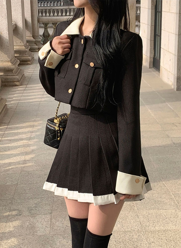 ツイードカラーネックジャケット&スカートSET | レディース