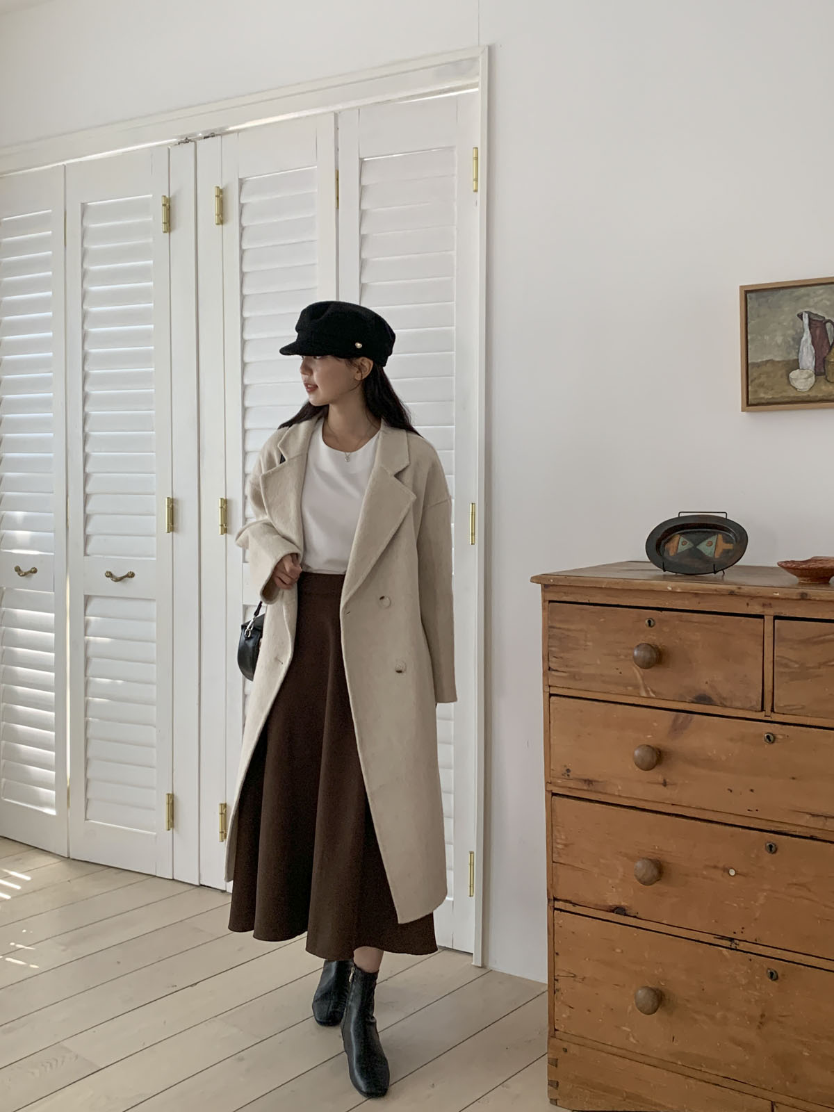 ハンドメイドダブルボタンロングウールコート | レディース