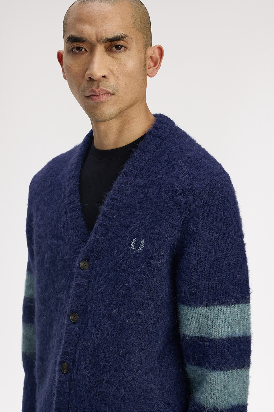 Chunky Tipped Sleeve Cardigan(M 143：FRENCH NAVY): | FRED PERRY