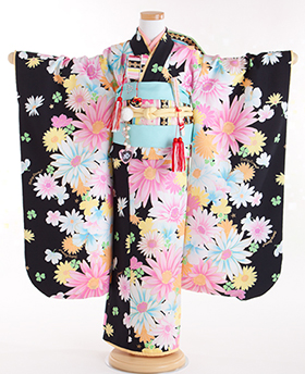 七五三 着物 レンタル 7歳 四つ身セット 320018 DAISY LOVERS 黒