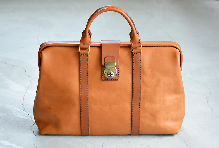 B4書類が入るイタリアンレザーの二本手口枠ビジネスバッグ / 革鞄の